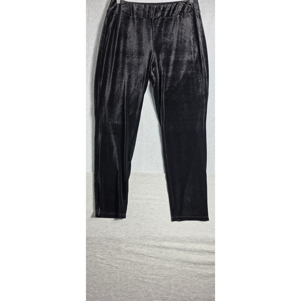 Talbots Black Velvet Leggings Women Size 14 Pull On Stretch Polyester Spandex